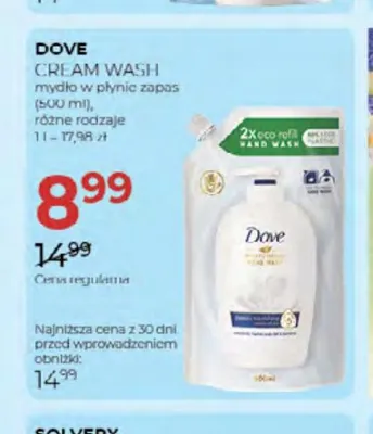 Mydło w płynie Dove Cream Wash zapas promocja w Drogerie Jawa