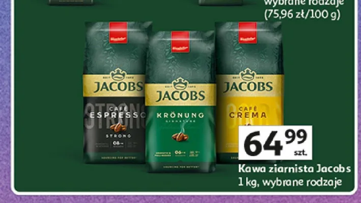Kawa ziarnista Jacobs Crema promocja w Auchan