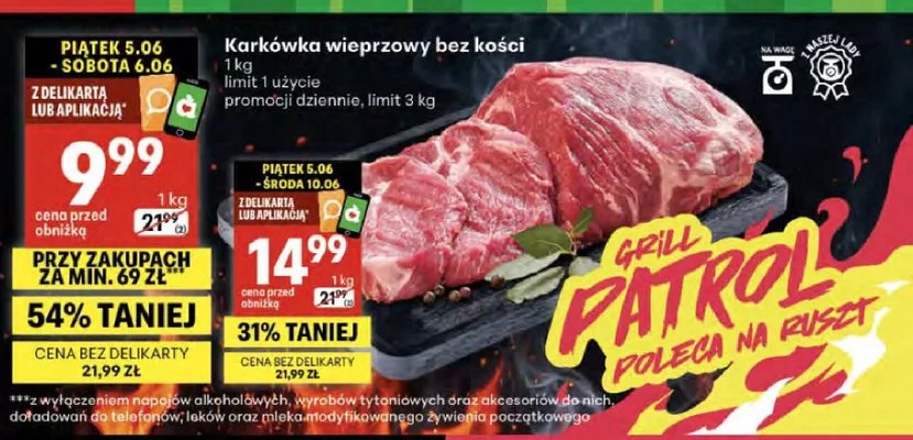 Karkówka wieprzowa bez kości promocja w Delikatesy Centrum