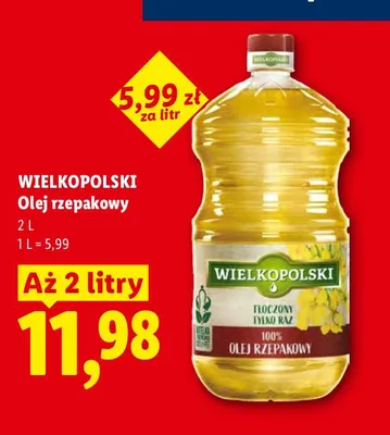 Olej rzepakowy Wielkopolski promocja w Lidl