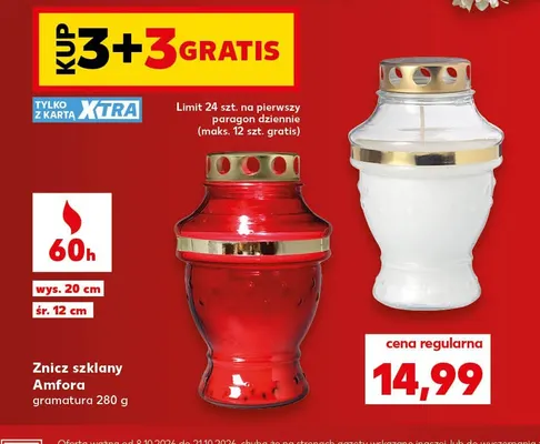 Znicz szklany Amfora promocja w Kaufland