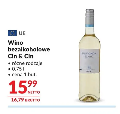 Wino bezalkoholowe Cin & promocja w Makro