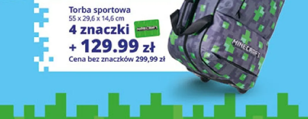 Torba sportowa Minecraft 55x29,6x14,6cm promocja w Auchan