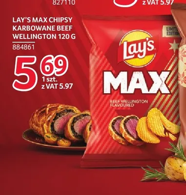 Chipsy karbowane Lay's Max Beef Wellington promocja w Selgros
