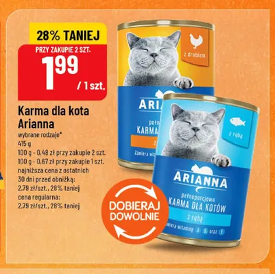Karma dla kotów Arianna z drobiem promocja w POLOmarket