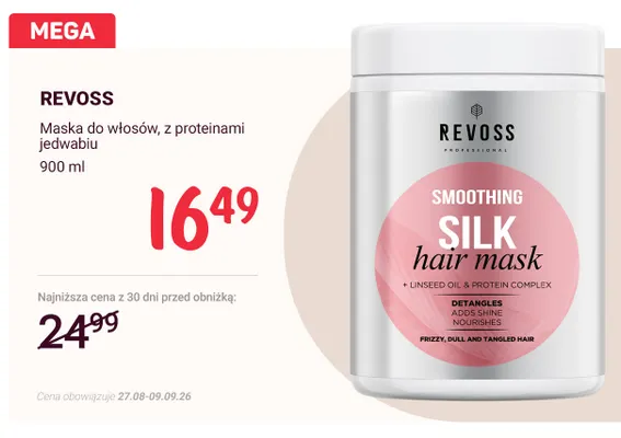 Maska do włosów z proteinami jedwabiu Revoss promocja w Rossmann