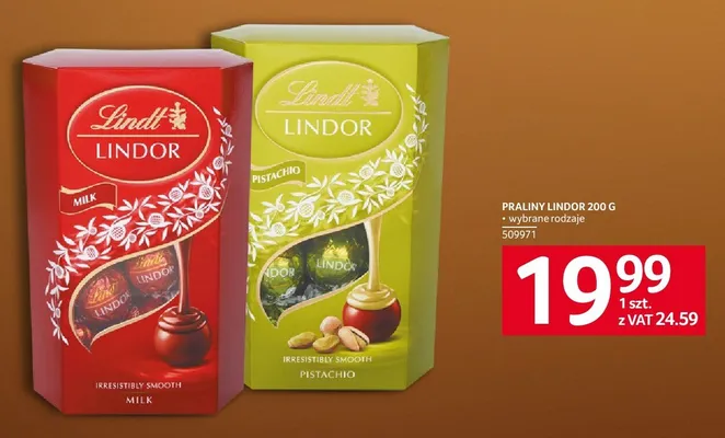 Praliny Lindt Lindor Pistachio promocja w Selgros