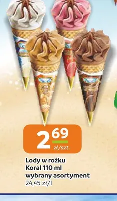 Lody w rożku Koral truskawkowy promocja w Społem Częstochowa