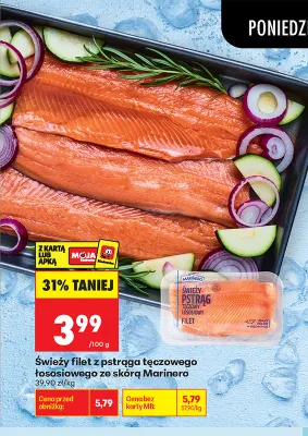 Świeży filet z pstrąga tęczowego łososiowego ze skórą Marinero promocja w Biedronka