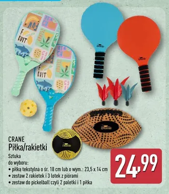 Zestaw do pickleball 2 paletki i piłka CRANE promocja w Aldi