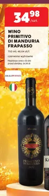 Wino czerwone Primitivo di Manduria Frapasso wytrawne promocja w Stokrotka
