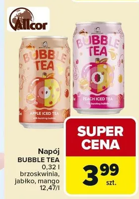 Napój Bubble Tea brzoskwinia, jabłko, mango promocja w Carrefour Market