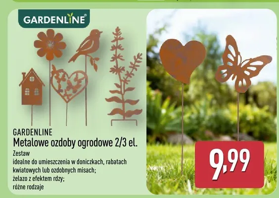 Metalowe ozdoby ogrodowe 2/3 el. promocja w Aldi