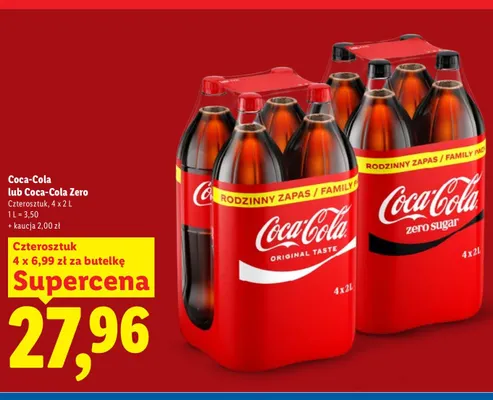 Napój gazowany Coca-Cola Zero 4-pak promocja w Lidl