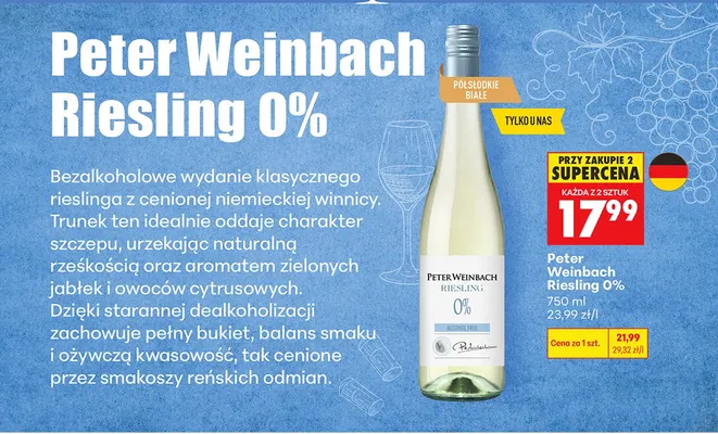 Wino bezalkoholowe Peter Weinbach Riesling promocja w Biedronka