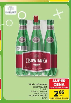 Woda mineralna Cisowianka 6-pak promocja w Carrefour Market