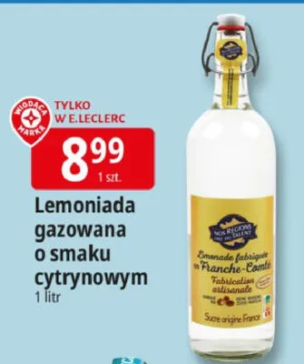 Lemoniada gazowana o smaku cytrynowym promocja w Leclerc