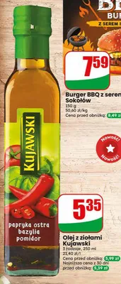 Olej z ziołami papryka ostra Kujawski promocja w Dino