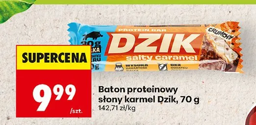 Baton proteinowy słony karmel Dzik promocja w Biedronka