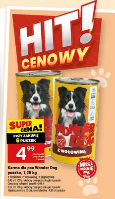 Karma dla psa Wonder Dog puszka z wołowiną promocja w Twój Market