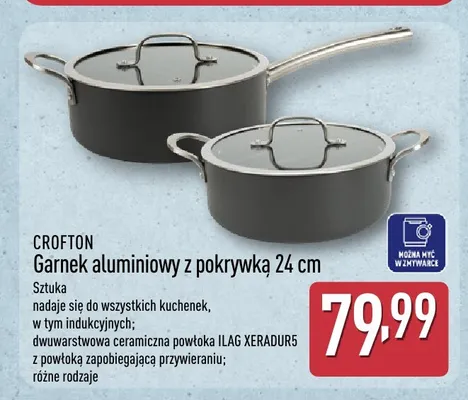 Garnek aluminiowy z pokrywką Crofton 24 cm promocja w Aldi