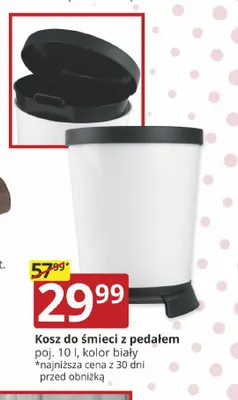 Kosz do śmieci z pedałem 10 l biały promocja w Prymus AGD