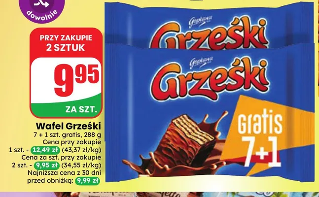 Wafel Grześki 8-pak promocja w Dino