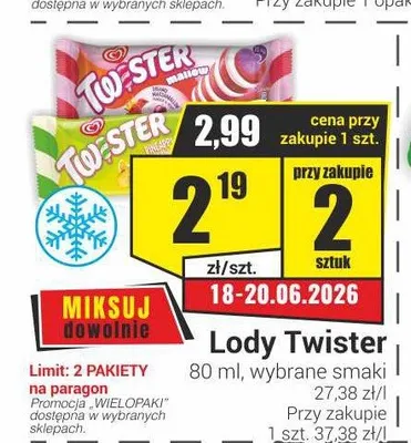 Lody Twister ananasowe promocja w Delikatesy Sezam