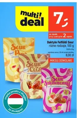 Daktyle truskawkowe Felföldi Sour Strawberry promocja w Dealz