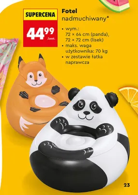 Fotel nadmuchiwany panda 72x64cm promocja w Biedronka
