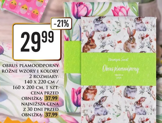 Obrus plamoodporny różne wzory i kolory 2 rozmiary: 140 x 220 cm / 160 x 200 cm promocja w Dino