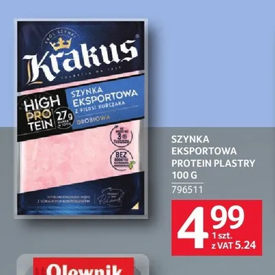 Szynka eksportowa protein plastry Krakus promocja w Selgros