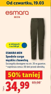 Spodnie cargo męskie z bawełną promocja w Lidl