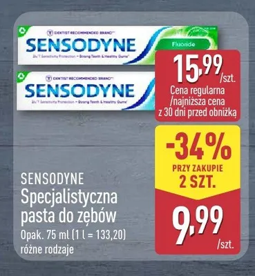 Specjalistyczna pasta do zębów Sensodyne promocja w Aldi