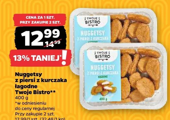 Nuggetsy z piersi z kurczaka łagodne Twoje Bistro promocja w Netto