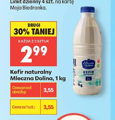 Kefir naturalny Mleczna Dolina promocja w Biedronka