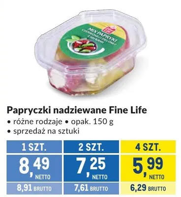 Papryczki nadziewane Fine Life różne rodzaje promocja w Makro