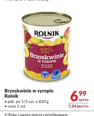 Brzoskwinie w syropie Rolnik promocja w Makro