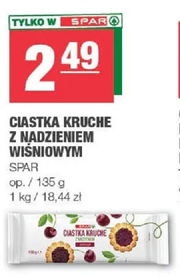 Ciastka kruche z nadzieniem wiśniowym SPAR promocja w SPAR