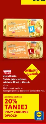 Jaja Złota Nioska Świeże sciótkowe wielkość M lub L klasa A promocja w Lidl