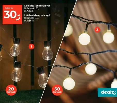 Girlanda lamp solarnych 20 lampek LED, dł. 4,85 m promocja w Dealz