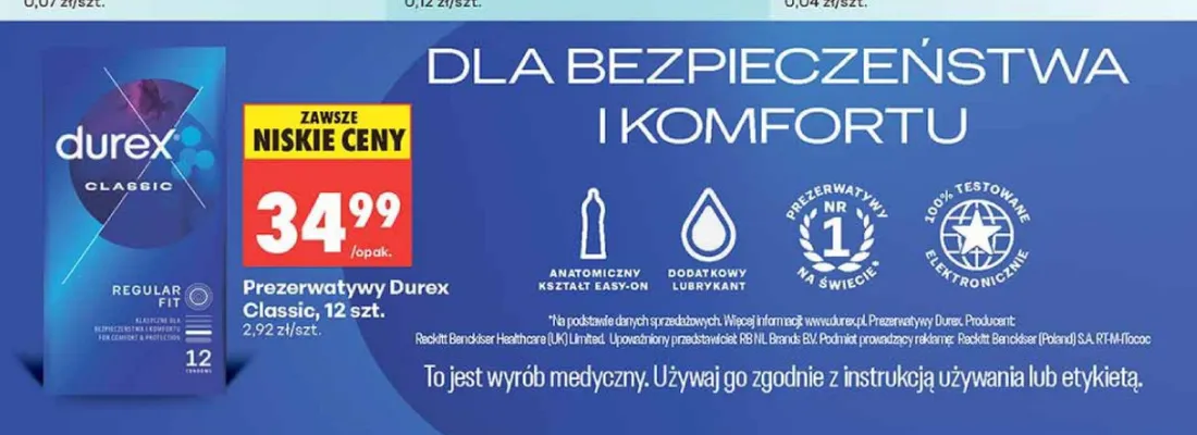 Prezerwatywy Durex Classic promocja w Biedronka