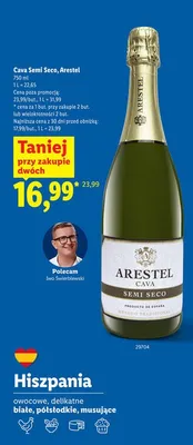 Wino musujące Cava Semi Seco Arestel hiszpańskie promocja w Lidl