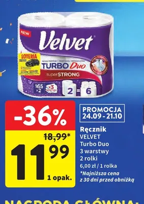 Ręcznik Velvet Turbo Duo 3 warstwy promocja w Intermarche