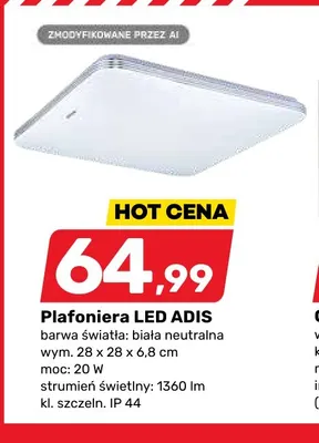 Plafoniera LED Adis 20W 28x28x6,8 cm promocja w Bricomarche
