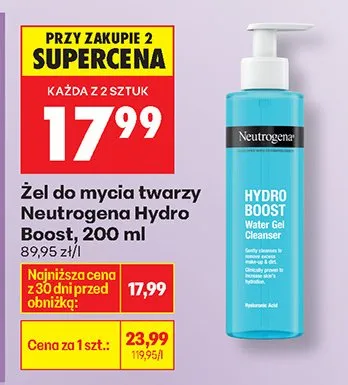 Żel do mycia twarzy Neutrogena Hydro Boost 200 ml promocja w Biedronka