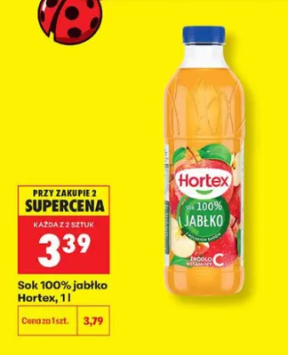 Sok 100% jabłko Hortex promocja w Biedronka