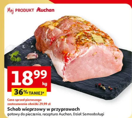 Schab wieprzowy w przyprawach gotowy do pieczenia, receptura Auchan, Dział Samoobsługi promocja w Auchan