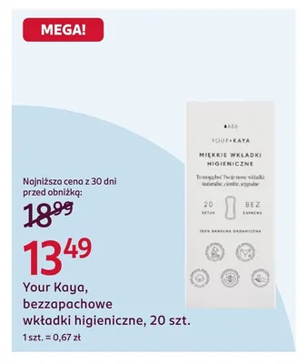 Bezzapachowe wkładki higieniczne Your Kaya promocja w Rossmann