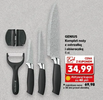 Komplet noży z ostrzałką i obieraczką 5 el. Genius promocja w Kaufland